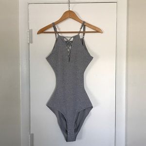 Essue Gray Cutoit Body Suit